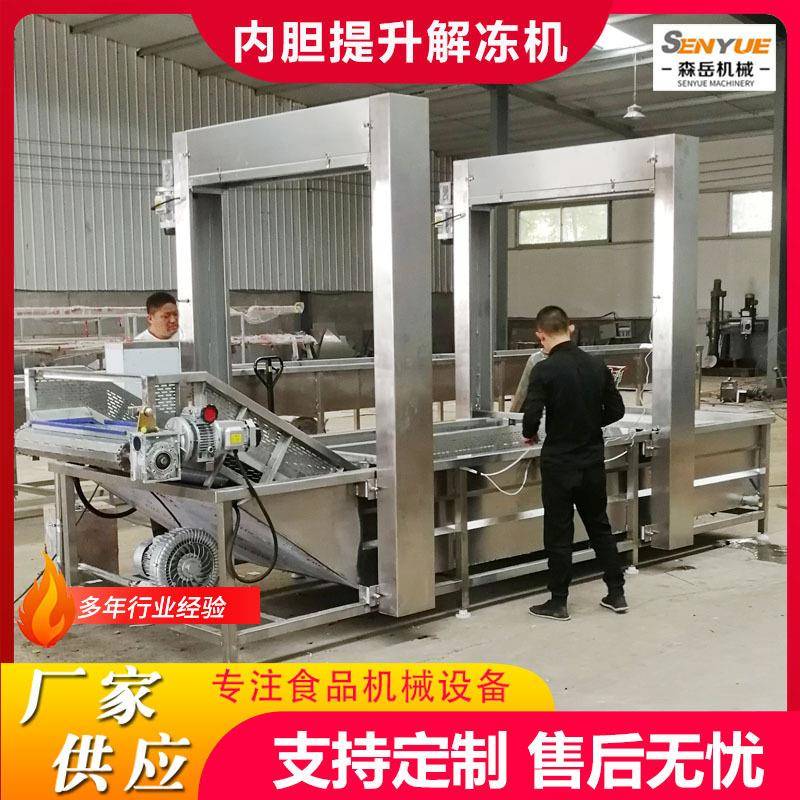 龙门提升式解冻机鸡爪冻品气泡解冻流水线鸭脖解冻化冻清洗设备