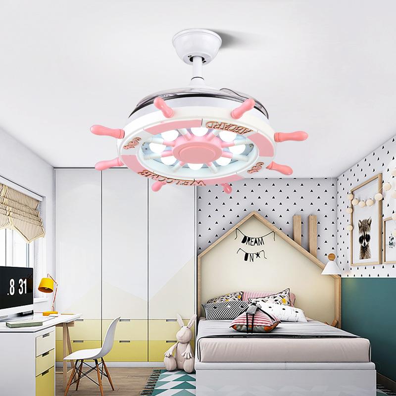 儿孩童吊扇灯隐形电扇男女舵卧室小AH-2210吊扇现代卡尚通时餐厅