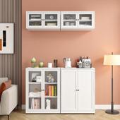 2I玻璃门书柜JIN储物柜现代简约展柜儿架示置童物架书落地防尘铁