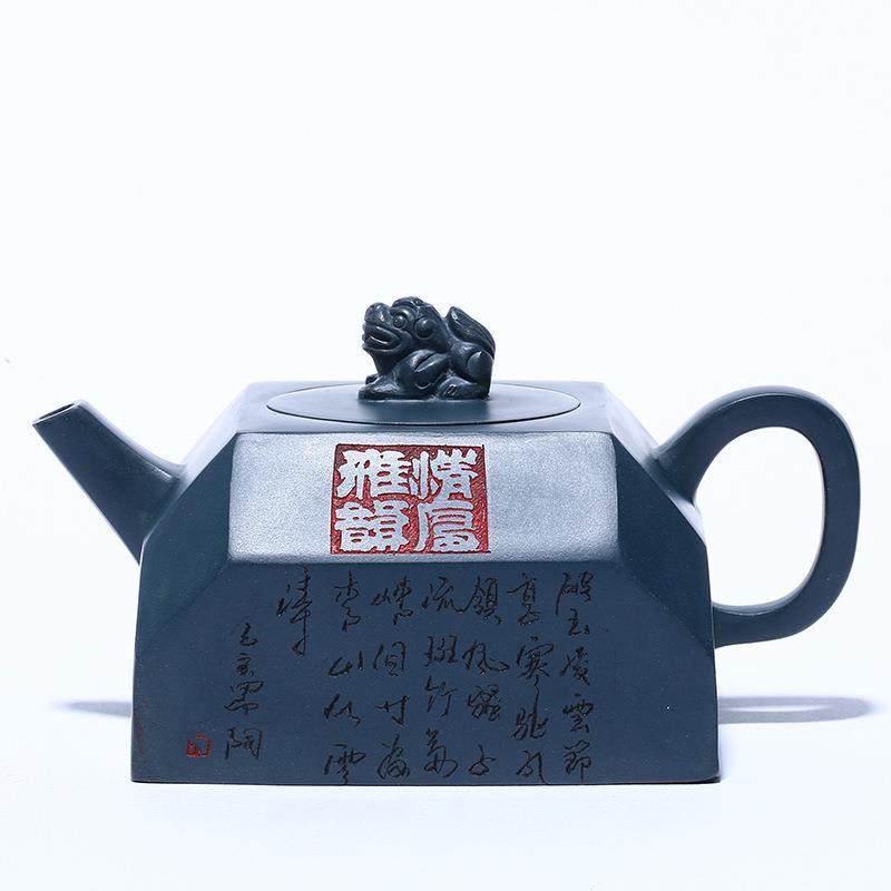 xyt名精品工紫砂壶珍藏天青泥四方国吉FTT9T9兽壶家纯全手玉玺单