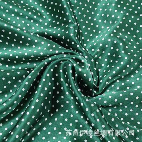 丝面料绉UAT缎丝绸布料00桑蚕丝数码直喷青花瓷素豹1纹黑白真波点