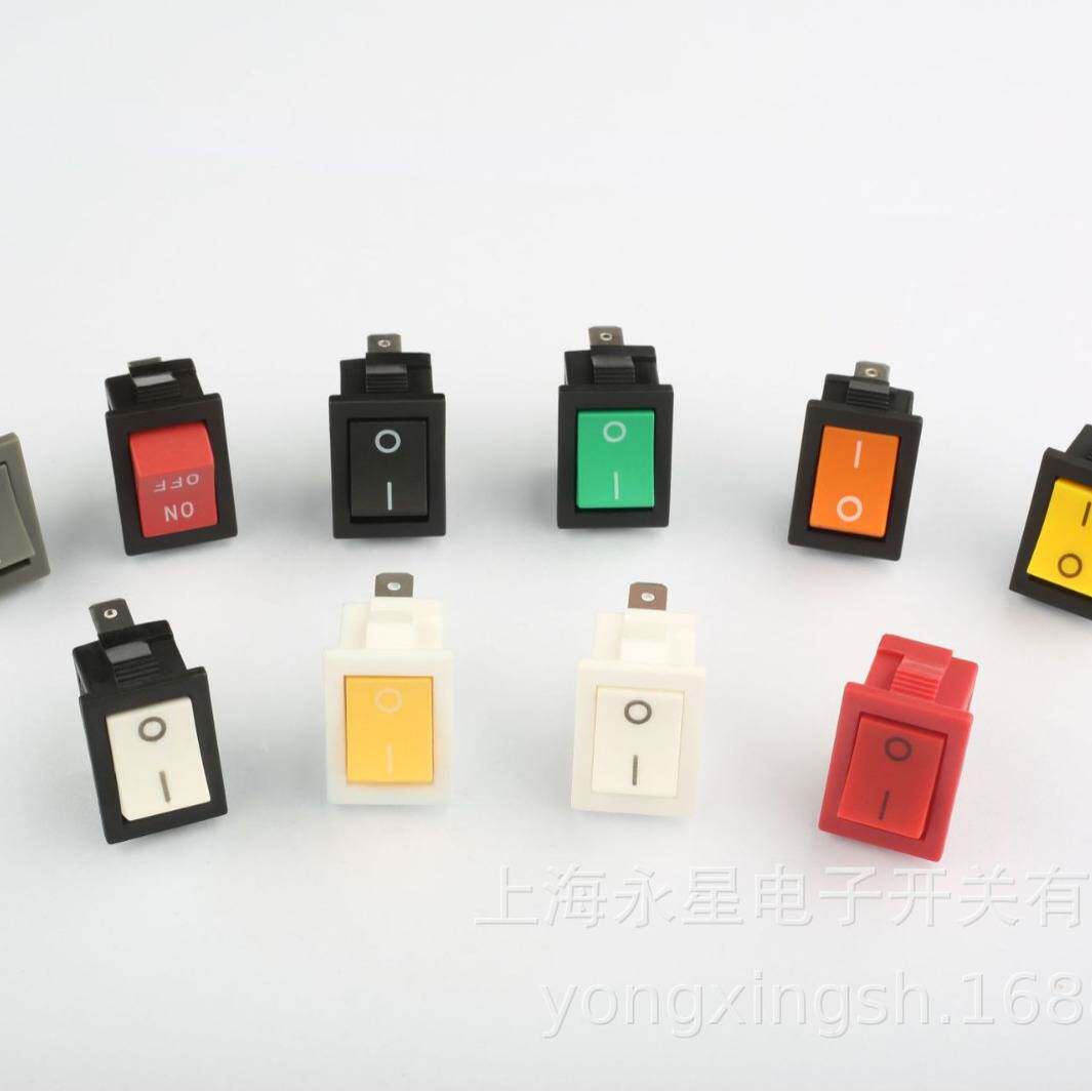 厂家直销上海永星KCD3复位两脚黑红小家电跷板开关