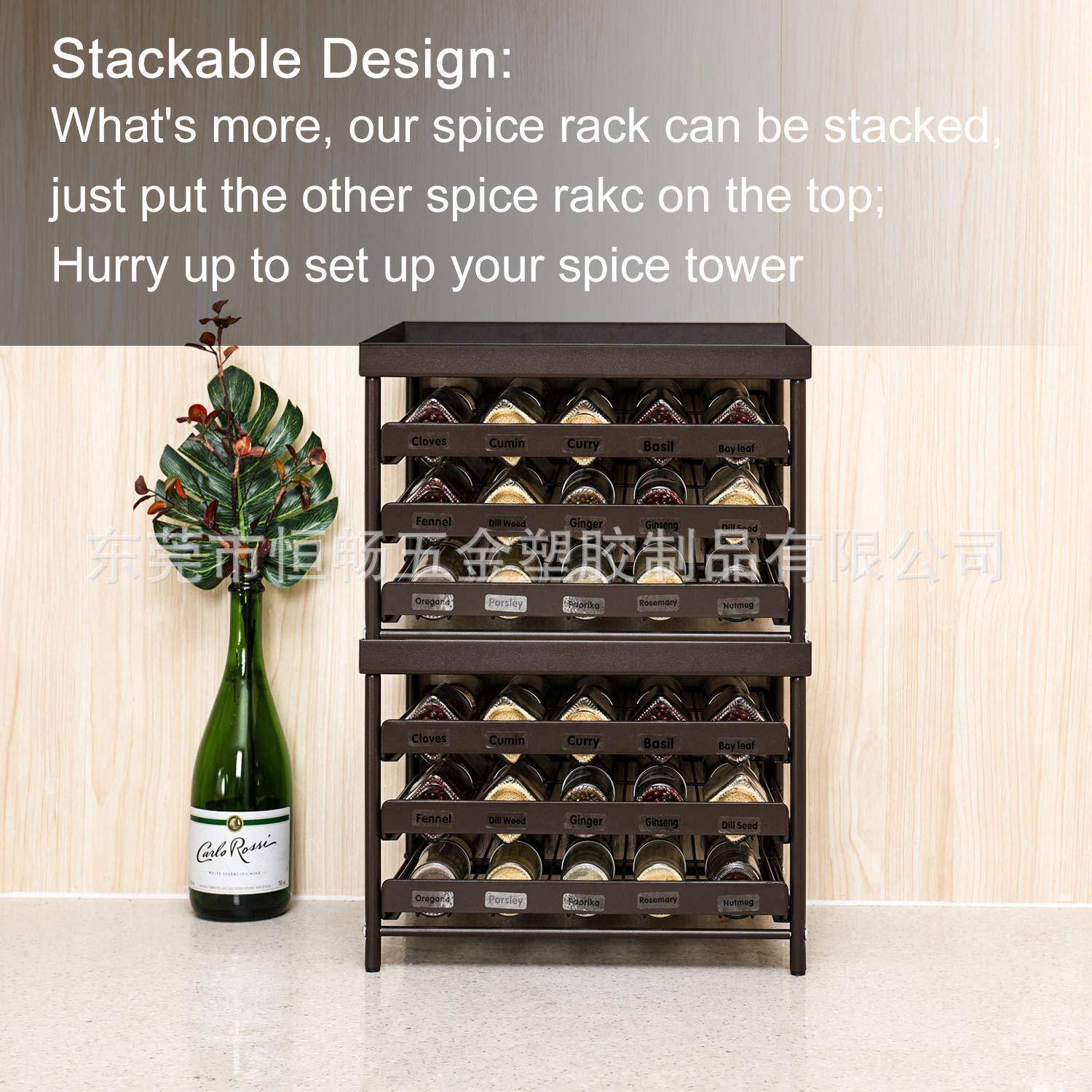 欧收抽式立体香料架三层可拉不占位桌面香调料架免打孔厨房味瓶纳