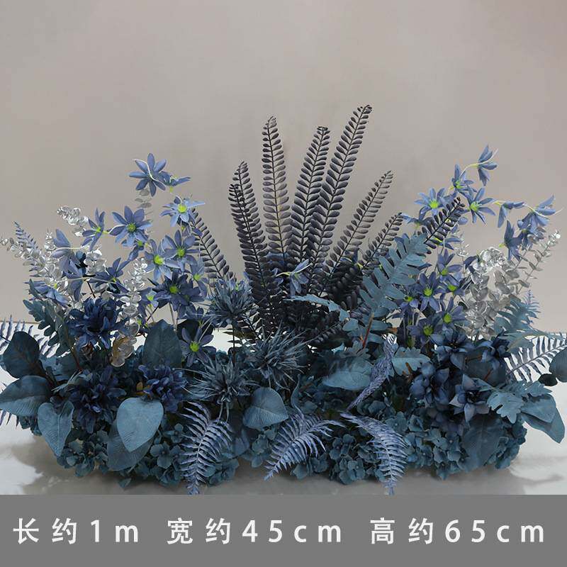 婚庆雾霾蓝蓝色路引排花挂花仿真花婚礼花艺盆花舞台装饰花布置
