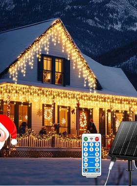76Ft 600led Solar Icicle Lights Outdoor Decorations庭院装饰