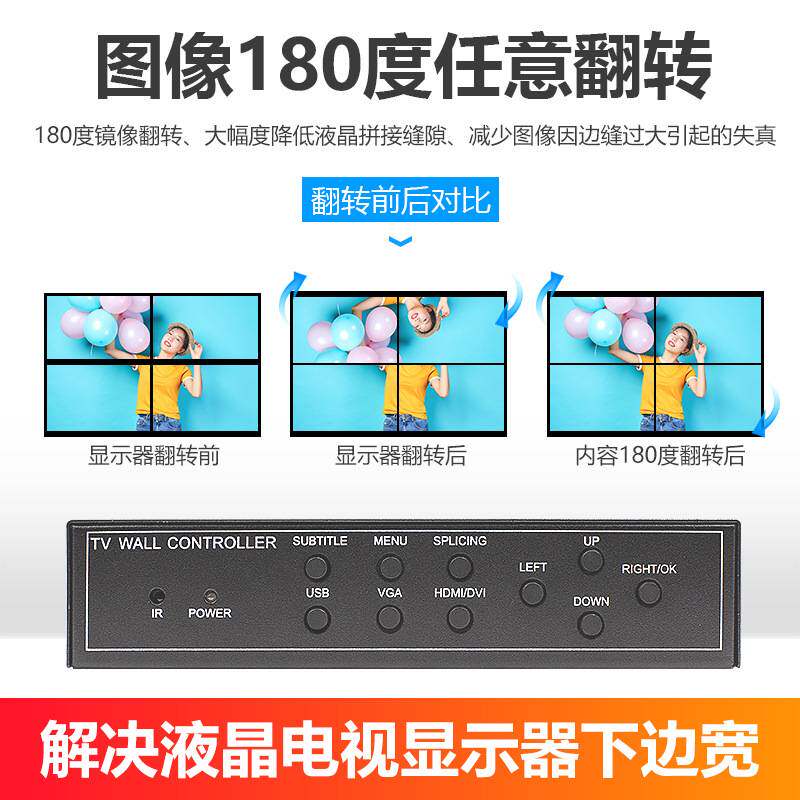 4台液晶电视拼接盒高清画面1进4出6/8/9/12/16多屏控制拼接处理器
