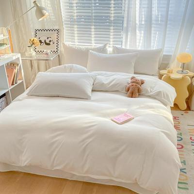 水洗酒店床上被用品四S20204件套棉纯白色单床套床笠款三件套民宿