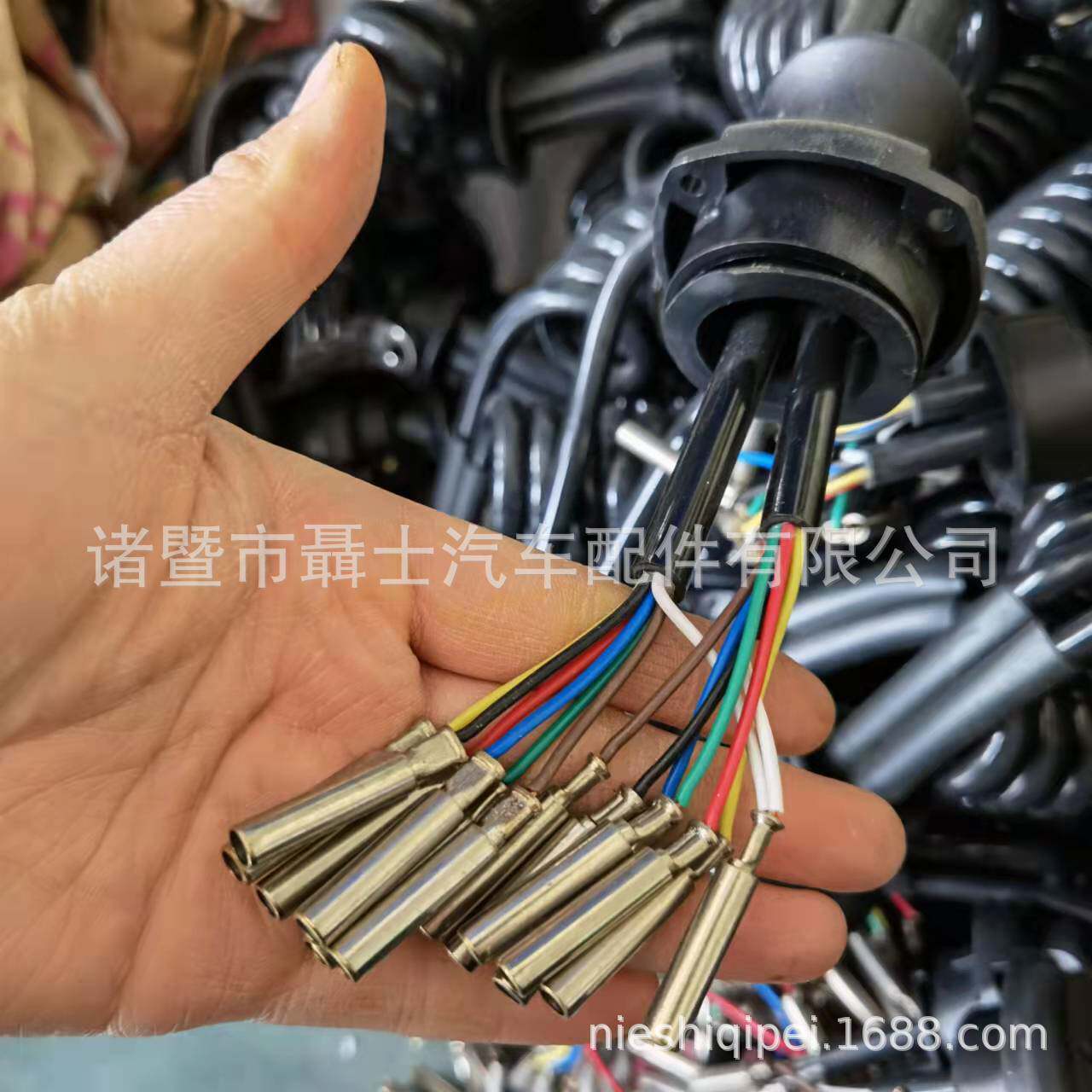 厂家直销十五芯一拖二电源线挂车七孔线拖车线螺旋连接线总成