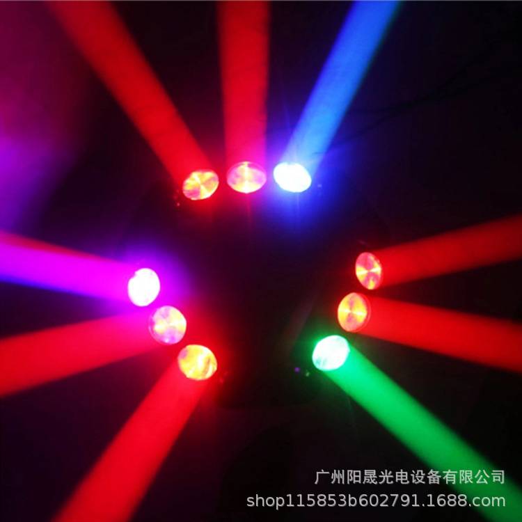 LED迷你九眼摇头光束灯迷你九头鸟蜘蛛灯酒吧蹦迪KTV包房RGB光束