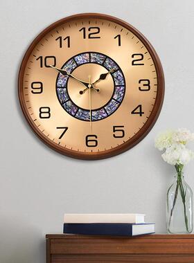 美式木质客挂钟跨家境厅JER实尚木装饰时钟静音挂表时家用厂钟表
