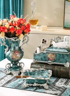 欧式美式花瓶摆件客厅插干花装饰创意家品居电柜视玄YSX关高档奢