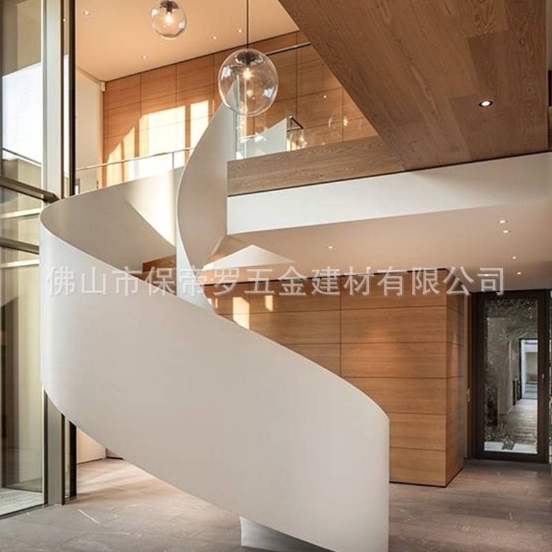 钢木旋转室内楼梯简约白色烤漆栏杆别墅小清新楼梯扶手护栏