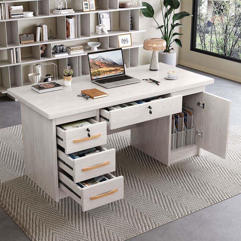 生态板全实木书桌学生电脑桌卧室写字台带抽屉办公桌家用现代简约