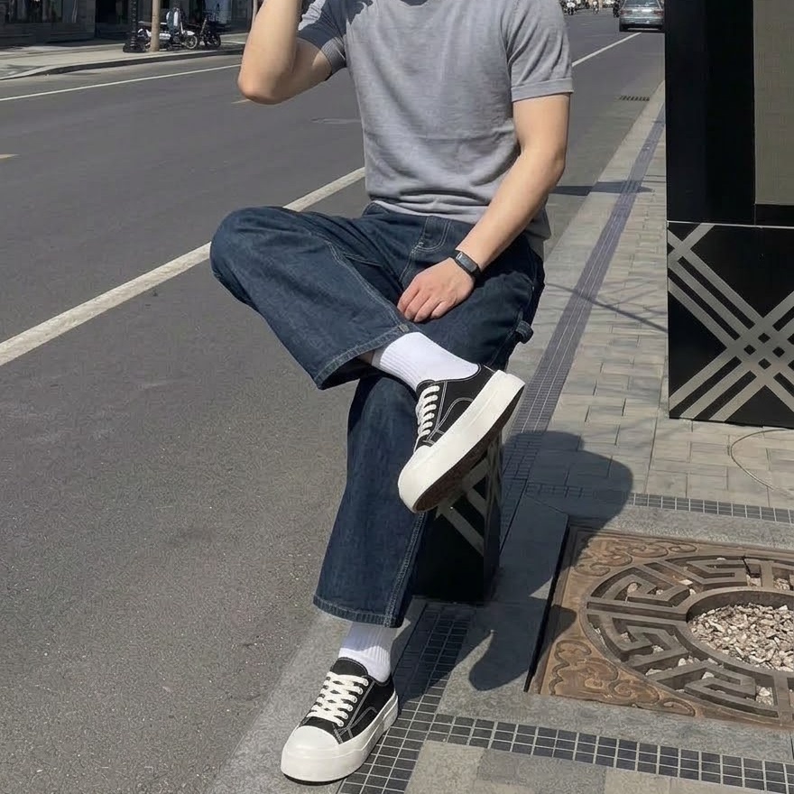 男士厚底半拖帆布休闲包头秋图片