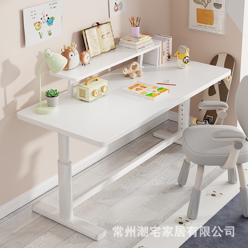 可调节升降电脑桌简易稳固款家用卧室儿童学习写字桌办公台式桌子图片
