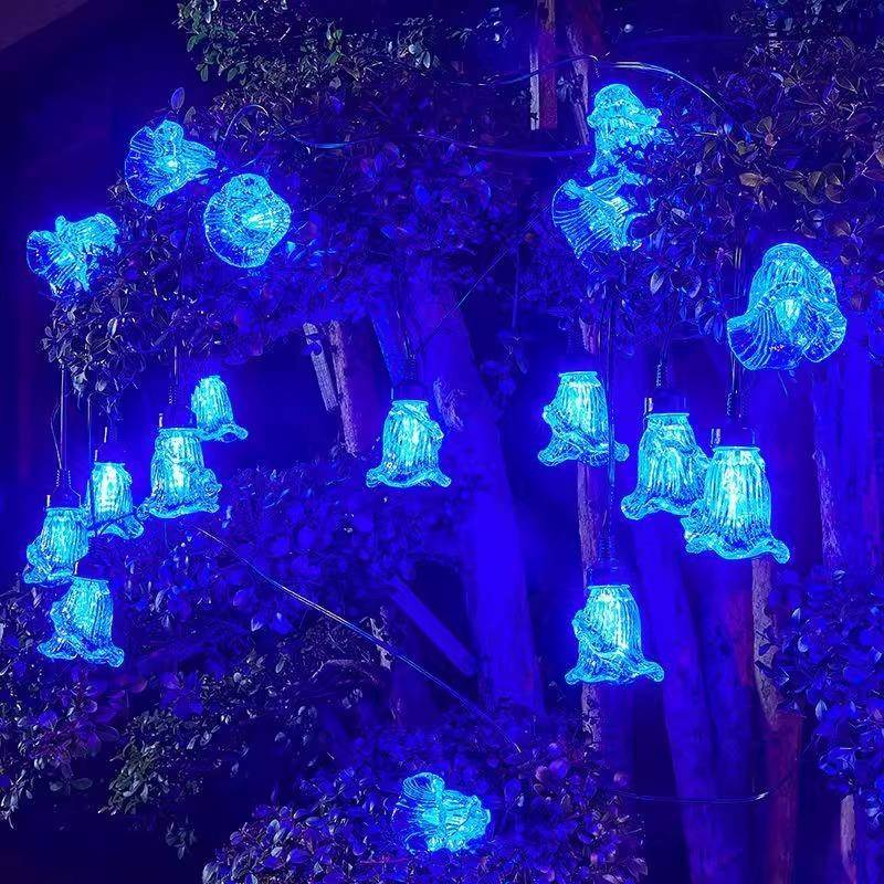外ledLUH牵牛花灯串户防草水庭院公日园树木地氛围亮化节装饰炫彩