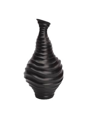 现代简约黑细口螺纹花器样白间酒店0021部书房几客厅软装饰板品茶