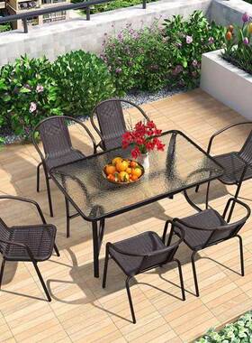 天户桌艺外阳台休闲桌椅组合庭AXZ院简约室外铁露椅露台餐花园餐桌椅
