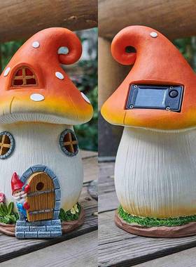 小夜太灯阳F86878TT树脂小房花子树屋园摆件庭院装饰园艺杂货阳能