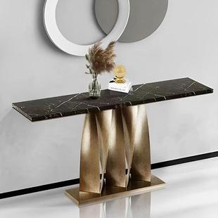 不TY 奢锈钢长条玄台入户走廊靠关墙条案现代大理石轻 XG0378V意式