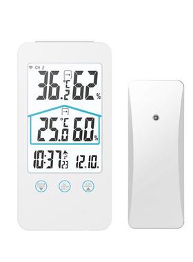 温emate时尚室内功外时钟多能湿度计黑白闹双CFF色钟