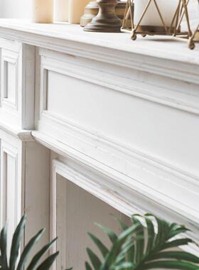 置法式古实无品牌/复木壁炉装柜饰欧美式黑白色假壁炉物架民宿摄