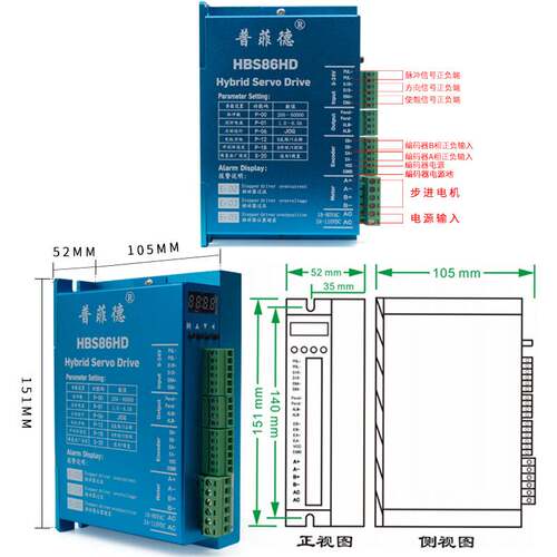 86闭环高速恒扭矩步进电机套装闭环步进电机+HBS86HD数显驱动器