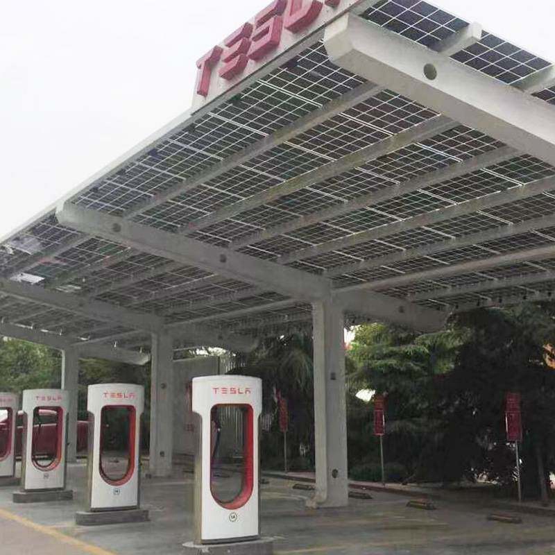 海南光伏车棚太阳能发电停车棚安装钢结构遮阳雨棚室外充电桩车棚