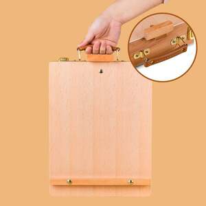 中盛画材HBX-3圆角桌面画箱手提写生木制油架可置画绘画箱油画箱