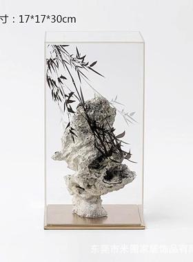 新中式创意假山竹叶石摆件客厅书软8108房房亚装克力样板酒店饰品