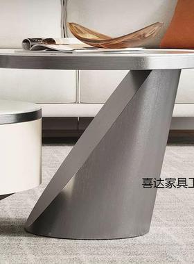 岩GVK板多功茶几式意现代轻奢油简约能客厅奶家用新款小户型圆形