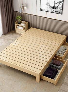 榻米FGS实木床代简榻约1.8大床双人床1.现5米床米架出租房1.2单人