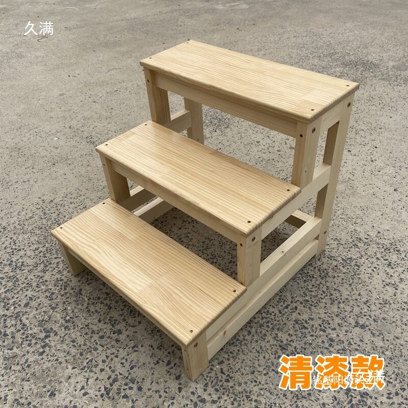 实木家用梯凳子阳台三层阶梯楼梯踏步3步台阶登高窗台4层两用脚踏
