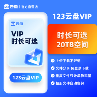 123云盘VIP会员日卡月卡年卡20TB存储空间不限速网盘 自动发货