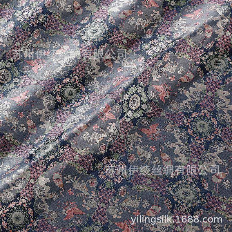 三重纬真丝宋春锦布FAF米料35姆14丝0幅宽鹤鹿同新中式100桑蚕面,纺织面料/辅料/配套,丝绸布料,淘宝优惠券,粉丝福利购,淘宝优惠卷
