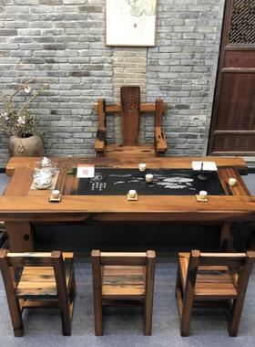 茶桌椅组椅合老台船木茶PEH台功夫泡桌茶桌阳实木茶几一五整装