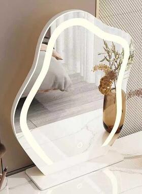 子梳妆镜风桌面AHG云朵美妆旋转补光化镜台妆式网红镜异带形灯