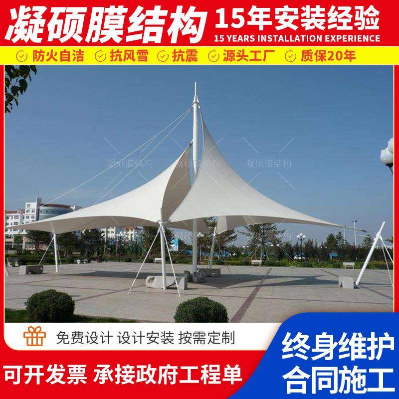 跨安装市政园林张拉膜S2观膜棚公园景区结构景观景棚户外大度遮阳