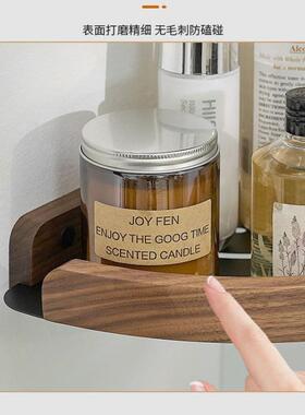 角黑胡桃木浴室置物架厕所实木三角篮打免孔转置物壁架双90145层