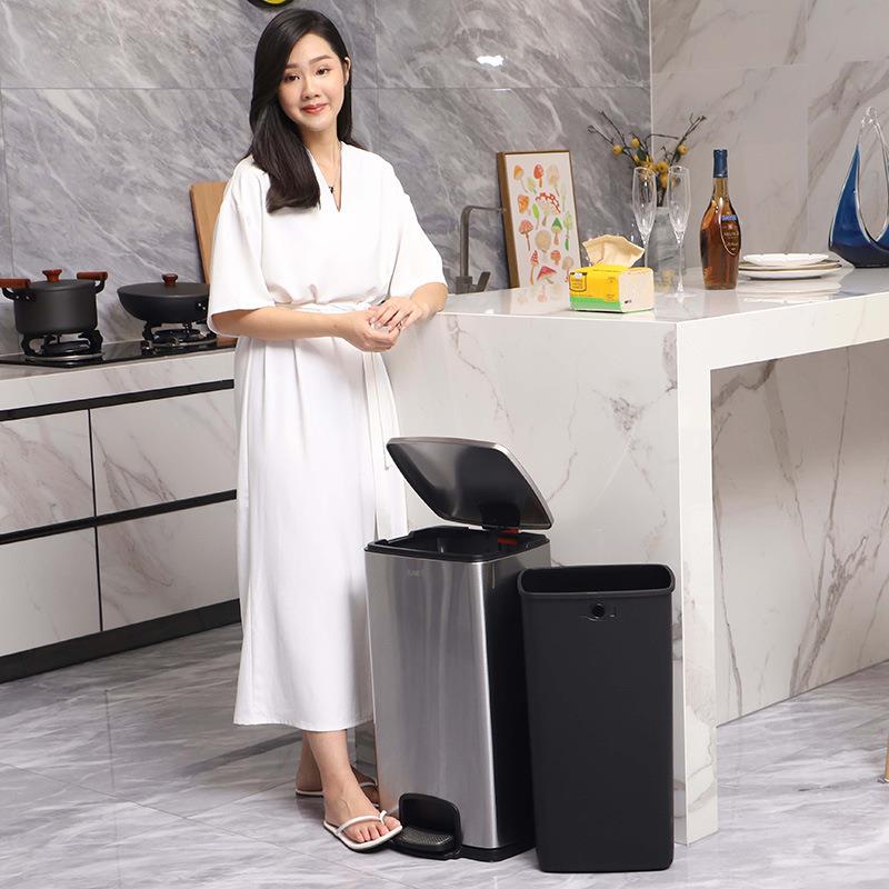 NF30升方SJ30-F01形0脚踏垃圾桶不锈钢写降字楼G办公室酒店缓大容