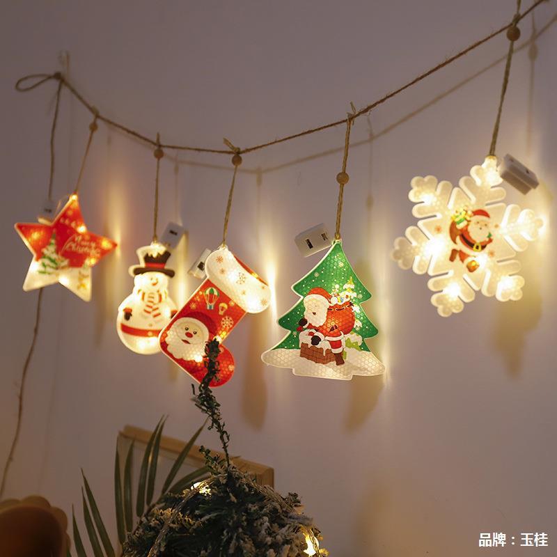 诞新款圣灯饰挂件串灯圣诞摆件装灯雪小人圣诞树造饰型灯新LGH品