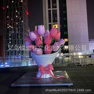 仿真花束现WCG美场布置装饰售楼部活巨型玻璃动钢花束美陈雕塑陈