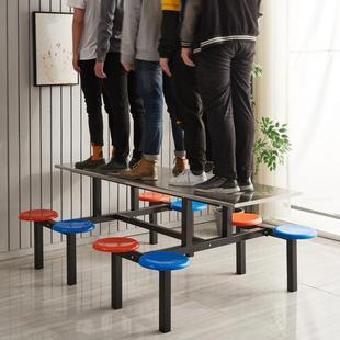 学校学生食钢堂餐桌椅组4人IIL6人8人员快工地不锈连体餐桌餐桌r