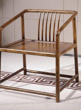 实MOJ木椅子围背椅件中套主人椅三式圈椅原木色太师椅家用茶靠官