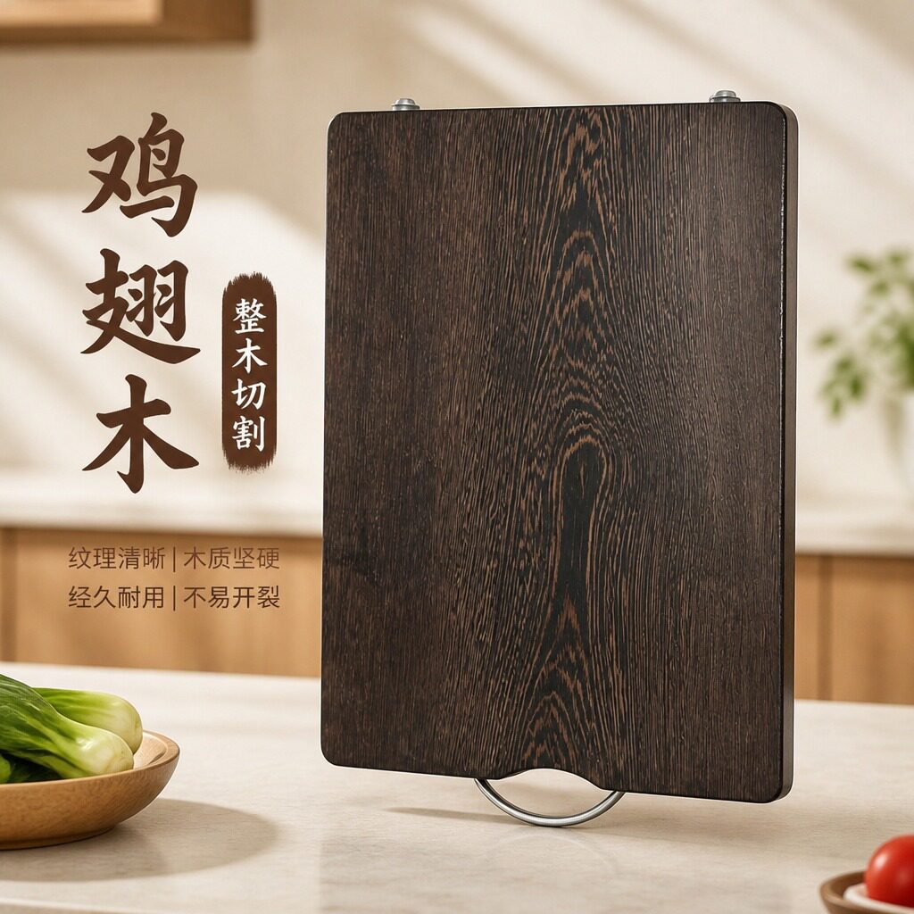 鸡翅木整木菜板防滑防霉加厚实耐用厨房家商用切肉菜砧板图片