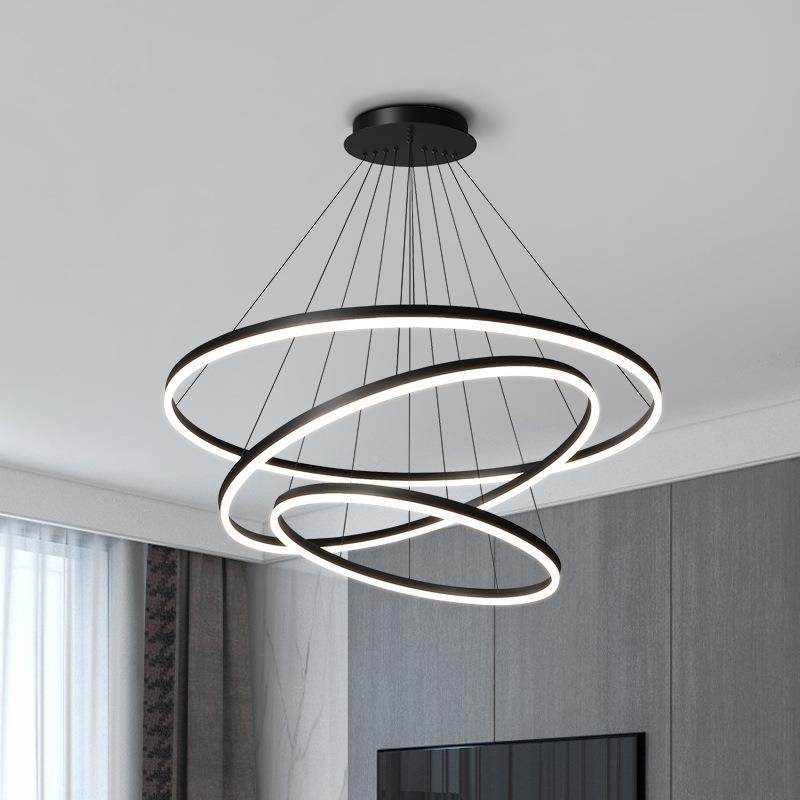 客厅吊灯简气家吊用极简复式别墅64大厅灯创意环形楼梯餐大厅吊约