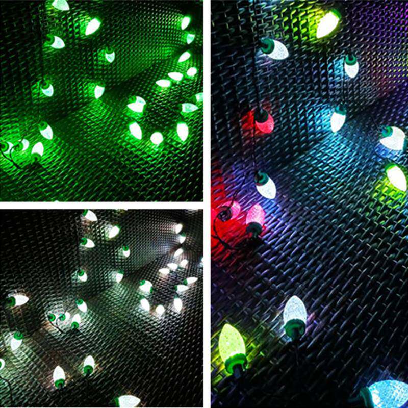 圣诞节日花园室内B外布置装饰KLN七彩灯同串灯跨境RG6码彩步LED灯