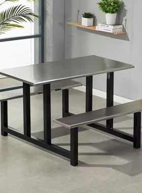 员工厅工食堂桌椅学校钢公司餐厂饭堂不锈连体DWJ餐桌椅4人6人8人