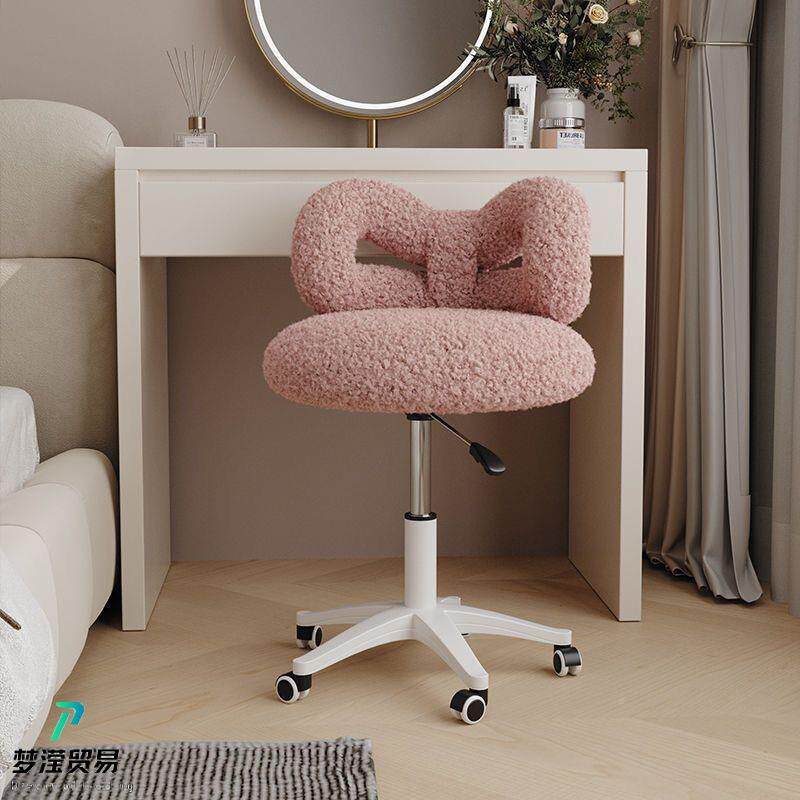 化妆轻椅皮质女梳妆台卧凳子简约奶油风室生蝴蝶YKN椅感奢梳妆椅