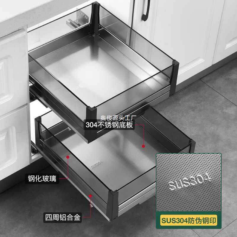 房橱柜拉篮0门不锈钢迷你窄柜4抽屉开式工具篮调料调味收纳79厨架